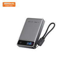 Mini Power Bank USB C Slim 10000mAh 20W 15W Charge Rapide 3 en 1 Câble Intégré Écran Tactile Portable Voyage pour Samsung Tablette