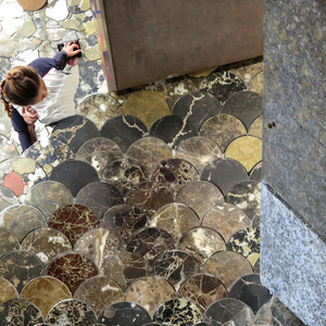 Azulejo de mosaico de mármol pulido en forma de abanico de gran escala <span class=keywords><strong>Emperador</strong></span> oscuro - Product Image 5