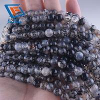 Perles d'agate veinée noire 6-10 mm rondes, pierre précieuse naturelle pour la fabrication de bijoux et l'artisanat fait main