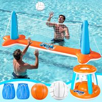 Ensemble de jeu de basket-ball aquatique gonflable en PVC blanc pour l'extérieur, la plage, la piscine, jouet de lancer de ballon pour fête d'été