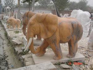 Escultura de elefante em pedra de mármore vermelho natureza chinesa pôr do sol - Product Image 4