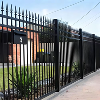 Valla de Acero Galvanizado con Punta de Lanza Negra de 6 pies, Valla Plana para Piscina, Adecuada para Protección de Seguridad en Exteriores de Alta Resistencia