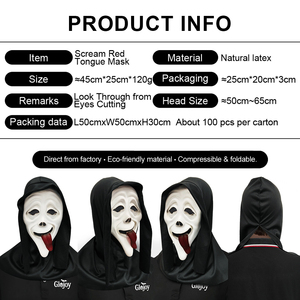 Máscara de Terror de Halloween con Diseño de Cara de Fantasma, Color Blanco, con Capucha Negra, Accesorio de Maquillaje para Fiestas - Product Image 5