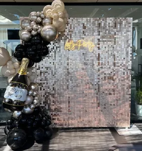 Bruiloftsfeest Evenement Decoratie Reclame Pailletten Achtergrond Prachtige Vonkende Vierkante Zilveren Gouden Shimmer Pailletten Wandpanelen