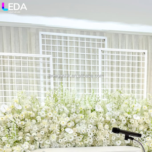 LEDA Party Events Supplies <b>Backdrop</b> White Square Grid Background <b>Frame</b> Three-piece Ironwork Background Arch for Wedding - Product Image 4