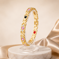 Bracelet de Thérapie Magnétique en Gros, Vente Chaude, pour Femmes, Réglable, Tendance, avec Aimants Porte-Bonheur, Motif Croix et Feuille, Fermoir Montre, Accessoires