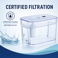 Carafe filtrante à eau 30 tasses 8,5 L (total 6 L) certifiée UL, usine certifiée ISO 9001, remplissage et versement faciles, eau fraîche