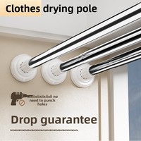 Barre de séchage de vêtements de salle de bain moderne en acier inoxydable rétractable sans perçage, tringle de douche télescopique droite réglable