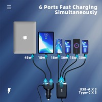 Cargador de Coche SUNDA, Superventas, PD de 123W, 3 Puertos USB C, Cargador Rápido para Teléfonos Móviles