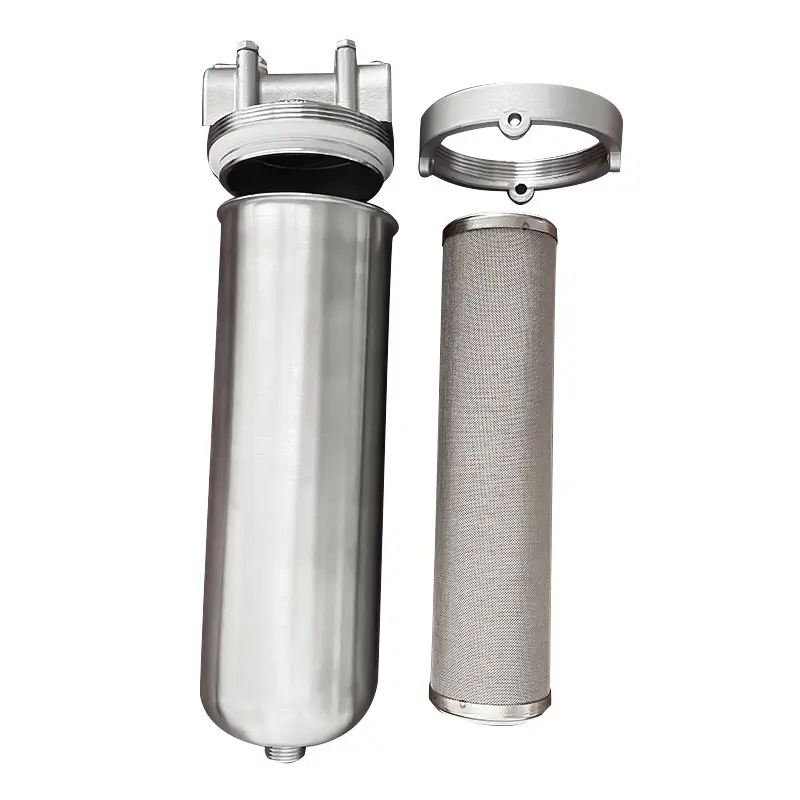 Toda a casa e industrial Tratamento líquido 10 polegadas Caixa de aço inoxidável 40 mícrons SS filtro cartucho de água Pré filtro