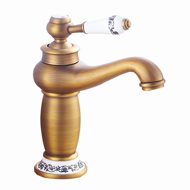 European-style antique copper blue and white porcelain basin faucet bathroom hot and cold faucet