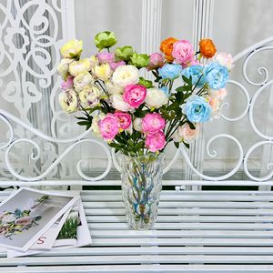 Nuovo Set di Decorazioni Floreali a 5 Teste di Peonia Ouyang per Tavolo da Pranzo, Camera da Letto, Matrimoni, con Intreccio in Paglia - Product Image 4