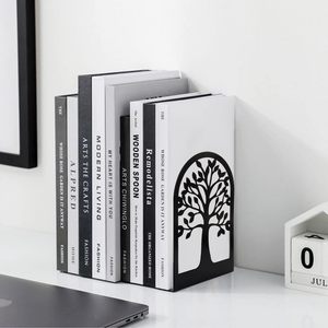 Sujetalibros grandes de metal, decorativos para escritorio, soporte de libros de mesa, soporte de libros con diseño de árbol negro - Product Image 6