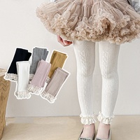 Nouveau pantalon à huit motifs en dentelle de coton, confortable pour bébés filles, idéal comme bas de pyjama ou bas de contention, avec chaussettes intégrées.