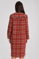 Peignoir en flanelle 100% coton pour femmes Snap-Front House Coat Duster Robe avec poches Red Buffalo Plaid Long Sleepwear