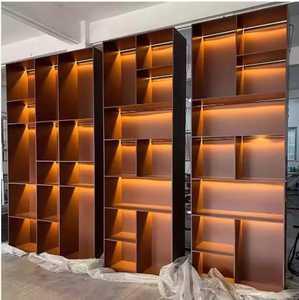 Estante para Vino de Acero Inoxidable Arquitectónico EX641 con Retroiluminación LED, Diseño Art Deco, Montaje en Suelo para Pasillo o Uso en Exteriores - Product Image 4