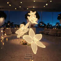 Décoration événementielle de luxe géante pour scène de mariage, ensemble de 3 supports lumineux floraux pour toile de fond de mariage