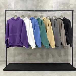 H5534 Wholesale Custom 380 Gsm Cotton <b>Blends</b> Acid Washed Hoodies Oversized Streetwear Blank Hoodies - Product Image 1