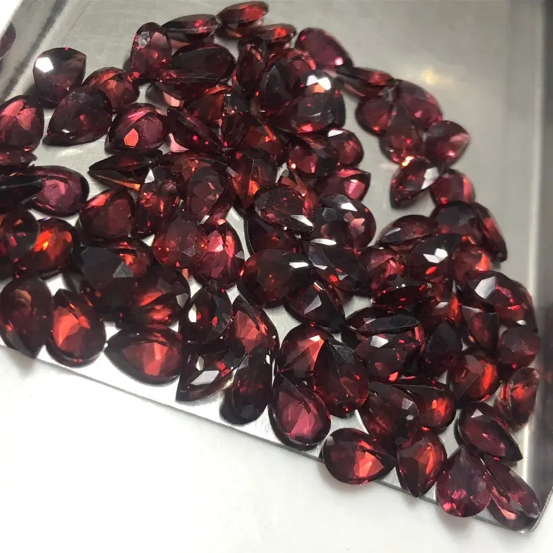 Precio al por mayor, piedra preciosa cortada en PerA rojo granate natural, piedras sueltas semipreciosas para ajuste de joyería