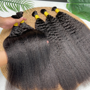 Cabello Humano Liso Rizado 12A para Trenzas, Sin Trama, 100g, Cabello Humano Indio Liso Yaki a Granel para Trenzas Bohemias - Product Image 4