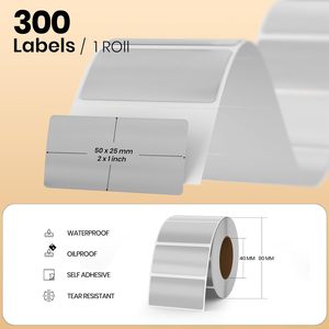 Etiqueta PET Mate Personalizada de <span class=keywords><strong>2x1</strong></span> Pulgadas, 50mmx25mm, Autoadhesiva, de Papel PET Plateado, Etiqueta de Poliéster Plateada de 50x25 - Product Image 2