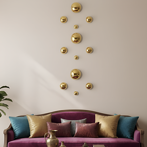Gold <b>Mirror</b> <b>Ball</b> Wall Decor Metal Wall Sculpture Modern Living Room Hanging Art - Product Image 1