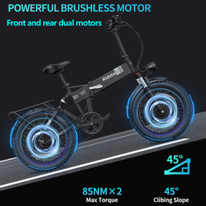 <b>Power</b> Boosted E-bike Fat Tire Folding Factory Direct Ridstar 20 4 Inch With 48v 1000w Motor 15ah Black Lithium Battery 7 Speed H - Product Image 5