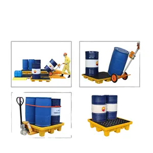 4 Drum Oil spill pallet Plastic Pallets China 1300 x 1300 mm spill containment pallet 4 Ways Entry 260L