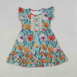 Robe d'été sans manches pour filles, motif nœuds noirs, en coton et élasthanne, style princesse, mignonne, décontractée, vente en gros, vêtements pour sœurs, collection boutique - Product Image 6