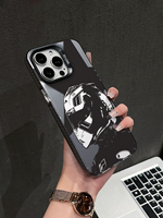 Coque de téléphone en TPU effet miroir bicolore style casque de course F1, peinture UV, anti-traces de doigts, antichoc pour 17/16/15/14 Pro Max