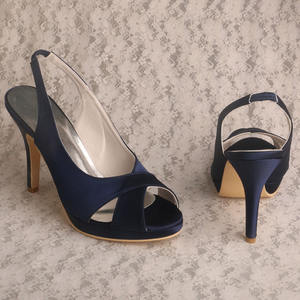 (22 renk) adedi 1 saten lacivert/çıplak düğün topuklar - Product Image 3