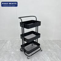 Chariot rose de salon de beauté de maquillage de chariot 3 niveaux chariot de magasin de manucure de station thermale de pédicure avec les roues verrouillables