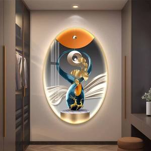 Arte nordica Deco LED porcellana di cristallo pittura dorata <span class=keywords><strong>fenice</strong></span> su tela per soggiorno decorazione <span class=keywords><strong>della</strong></span> parete arte decorativa astratta - Product Image 6