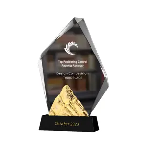 Mulia kristal Iceberg Tombstone dengan logam Gunung kustom Logo mainan hadiah bisnis keuangan Piala Penghargaan plak kerajinan tangan