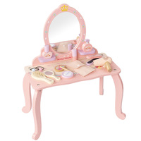 Table de maquillage en bois grande taille pour filles, directement de l'usine, ensemble de jouets éducatifs de jeu de rôle princesse, accessoires violets