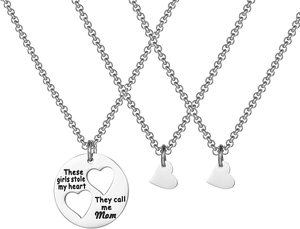 Collar con colgante de corazón para madre e hija, joyería con estola de corazón para madre e hija - Product Image 2