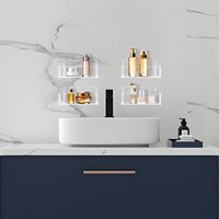 Lot de 4 Étagères à épices en acrylique à fixer au mur, 6 pouces, transparentes, organisateur suspendu (adhésif/vis)