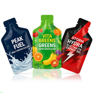 Sachets d'emballage personnalisés en aluminium thermoscellables pour poudre, protéines liquides, gels énergétiques sportifs - Product Image 1