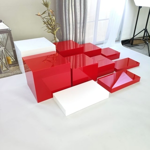 Bộ màu đỏ của 8 cái hiển thị thực phẩm đứng trang trí tiệc cưới phục vụ tự chọn hiển thị thực phẩm risers Acrylic hiển thị thực phẩm đứng - Product Image 2