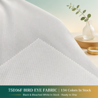 Tissu jersey œil-de-perdrix 100 % polyester 75D tricoté à séchage rapide, couleur délavée, vente en gros, pour vêtements de pêche pour filles