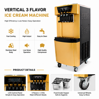 Machine à crème glacée molle verticale commerciale, 3 saveurs, équipement pour yaourt glacé et gelato pour café