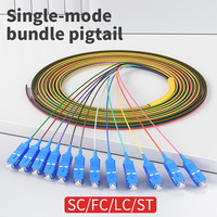 Kabel serat optik warna 0.9mm 12 serat terlaris, pigtail serat optik LC/SC/FC/ST