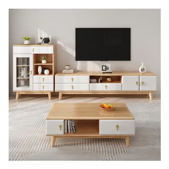 Nordic TV-Ständer und Couch tisch Set Holz TV-Ständer Wohnzimmer TV-Ständer