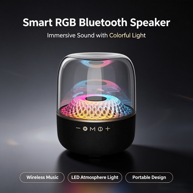 New Arrival BT Wireless Music Glass Speaker with Colorful Music Sync Lights 4 Plus 1 Surround Sound for Home Party