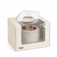Boîte d'emballage pour gâteau tiramisu personnalisée pour cadeau d'anniversaire, boîte à gâteau carrée biodégradable de 6 pouces avec fenêtre transparente et poignée