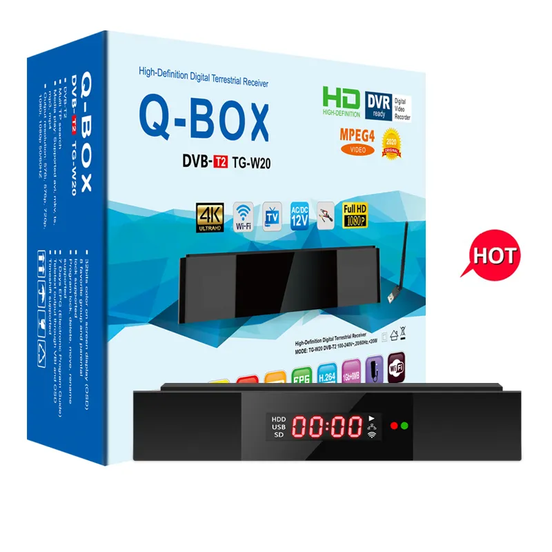 Q-BOX TG-W20 HD تعيين كبار مربع الرقمية مستقبل التلفاز و USB مسجل DVB-T2 HD Digibox الأرضي موالف التناظرية إلى