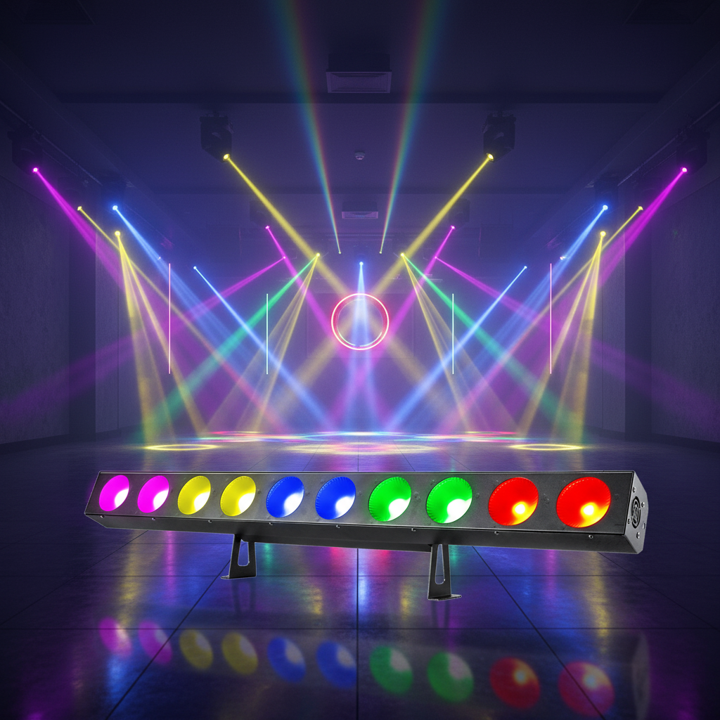 10X12W COB LED Matrix Light 4-in-1 RGB DMX512 Ra90 CRI Wall Wash Lights for Wedding DJ Concert Studio Cinema Stage Lighting