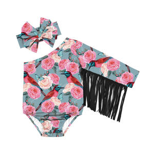 Conjunto de verano de una pieza con estampado de leche y borlas para bebés y niñas pequeñas, venta al por mayor - Product Image 5