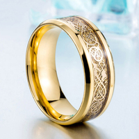 Bague pour homme en acier inoxydable plaqué bleu, titane, nouvelle collection, incrustée d'une lame de dragon