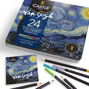 <span class=keywords><strong>Castle</strong></span> <span class=keywords><strong>Art</strong></span> <span class=keywords><strong>Supplies</strong></span> 24 crayons de couleur dans une boîte en étain robuste et portable avec un cœur souple, des pigments riches et des couleurs vibrantes - Product Image 6